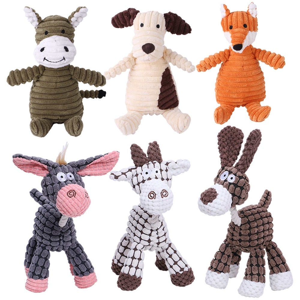 Funny Bite-Resistant Plush Dog Toys in Various Animal Shapes