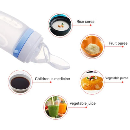 Adorable Dolphin Silicone Baby Feeding Bottle and Rice Cereal Spoon